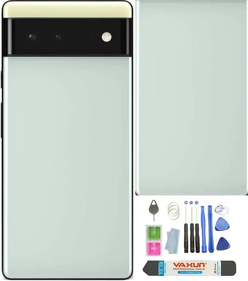 XBC-TECH Pixel 6 Back Glass Replacement for Google Pixel 6 5G Back Cover Glass Housing Door with Pre-Installed Tape + Tools Sorta Seafoam(Not Suitable for Pixel 6 Pro)